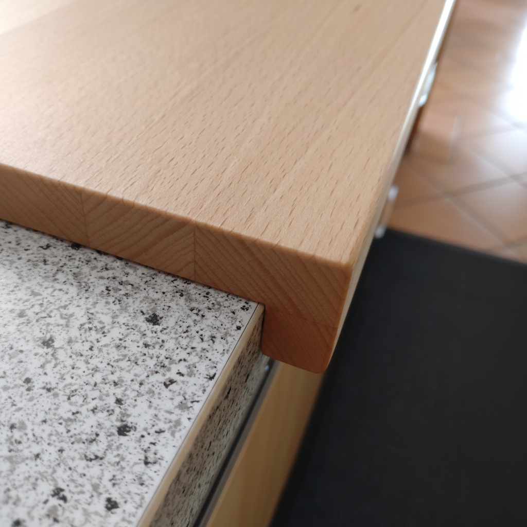 Backbrett „Kreta“ aus Buche mit stabiler Anschlagleiste, Detailaufnahme, handgefertigt