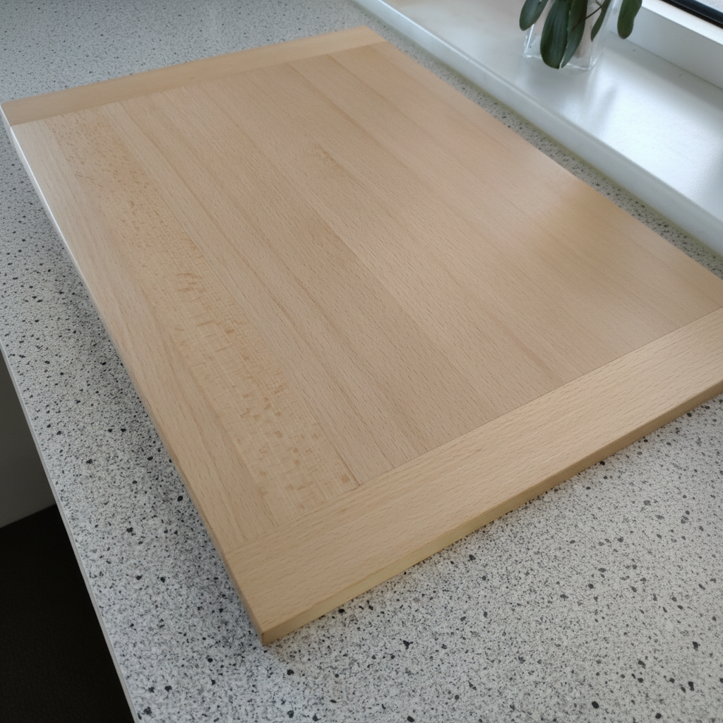 Schneidebrett „Corsica“ aus Buchenholz beim Schneiden von Gemüse und Anrichten von Speisen