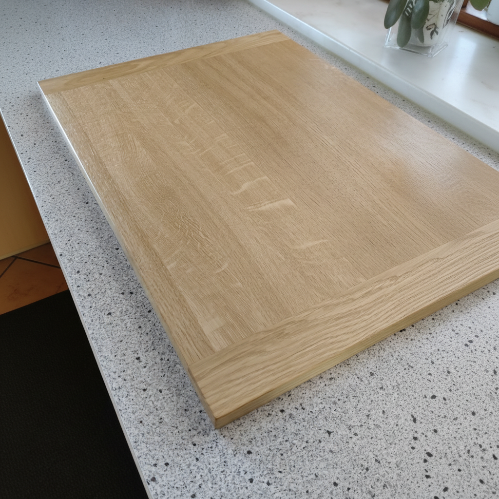 Schneidebrett „Corsica“ aus Eichenholz beim Schneiden von Gemüse und Anrichten von Speisen