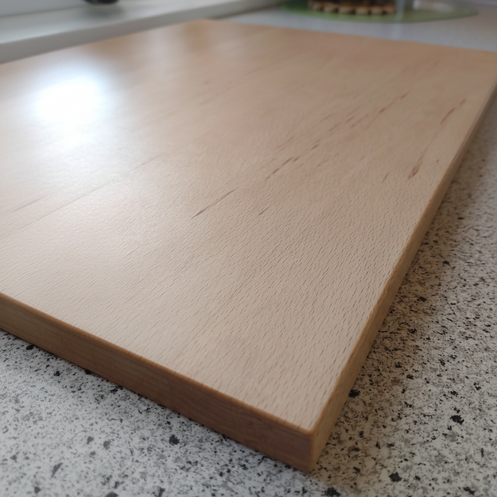 Nahaufnahme der geölten Oberfläche des Schneidebretts „Ibiza“ aus Buchenholz
