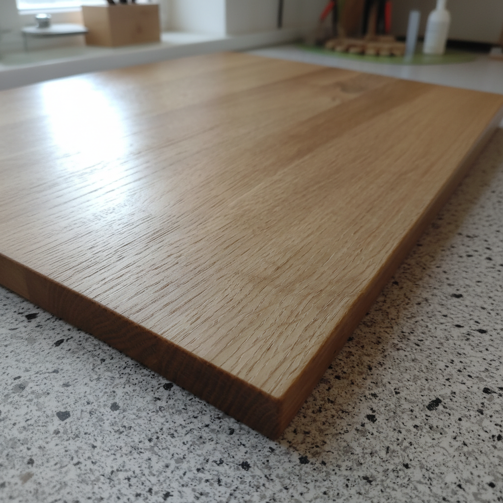 Nahaufnahme der geölten Oberfläche des Schneidebretts „Ibiza“ aus Eichenholz