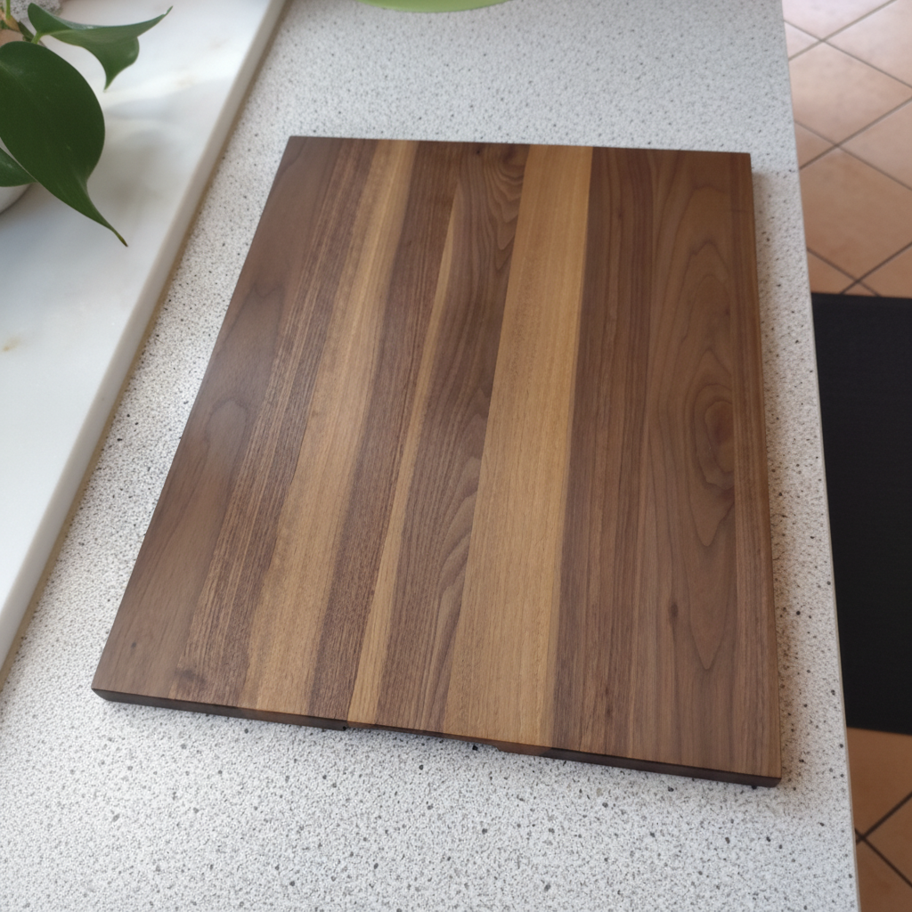 Schneidebrett „Ibiza“ aus Nussbaumholz, Seitenansicht, robustes Hartholz