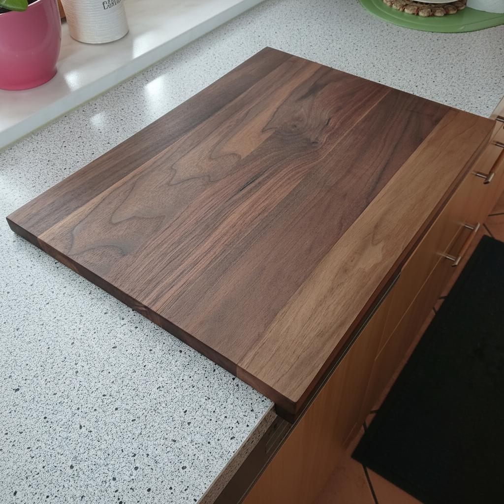 Schneidebrett „Madeira“ aus Nussbaumholz, Seitenansicht, robustes Hartholz