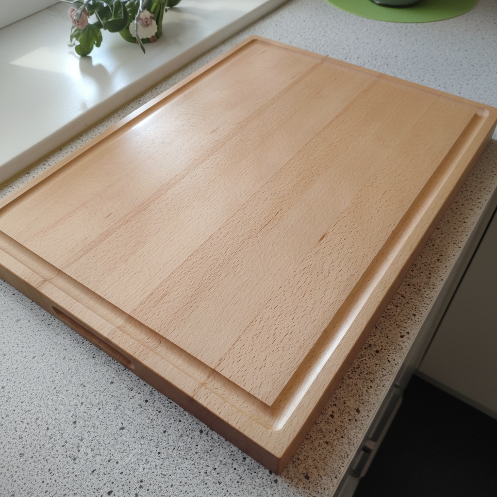 Seitenansicht des 4 cm starken Schneidebretts „Mauritius“ aus Buche