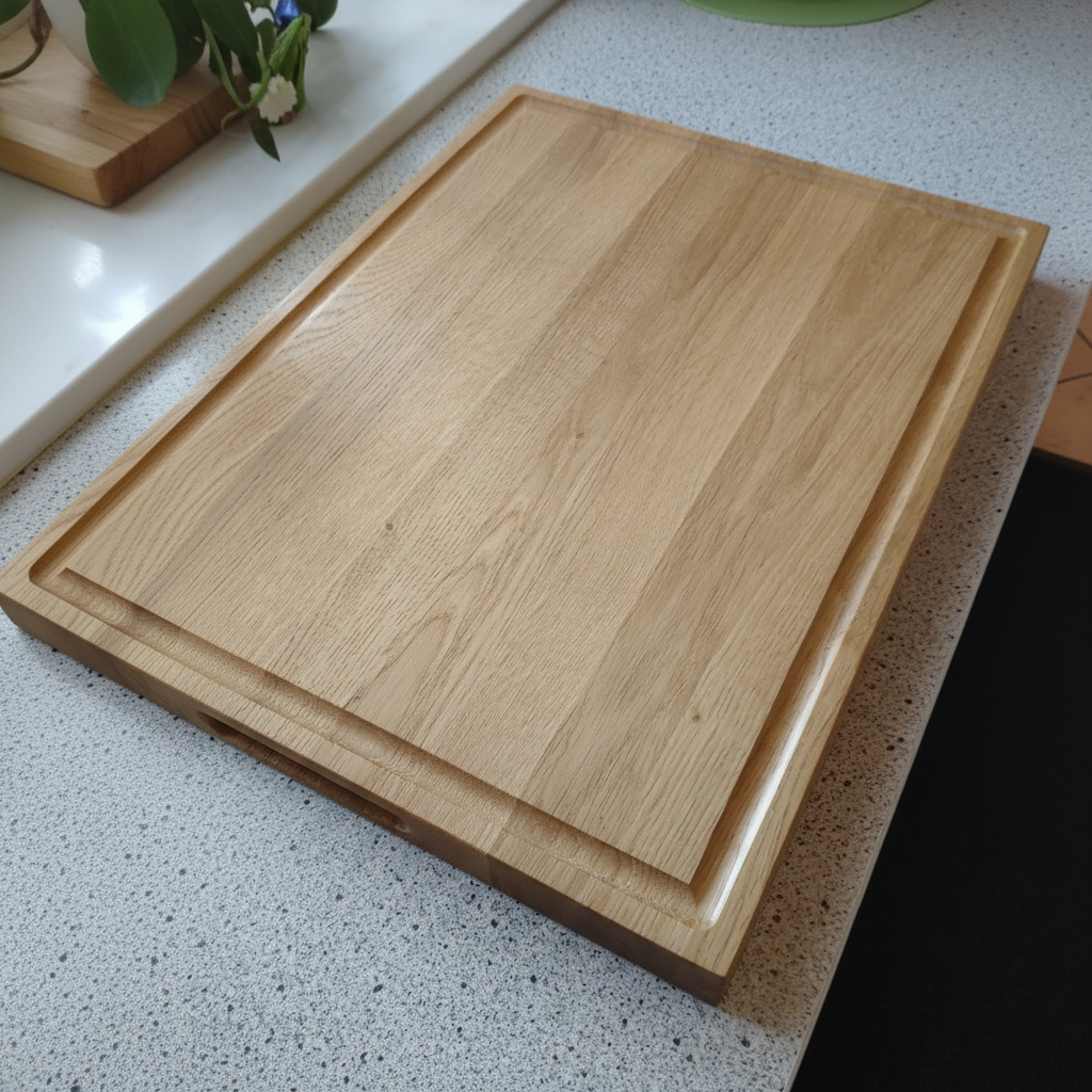 Seitenansicht des 4 cm starken Schneidebretts „Mauritius“ aus Eiche