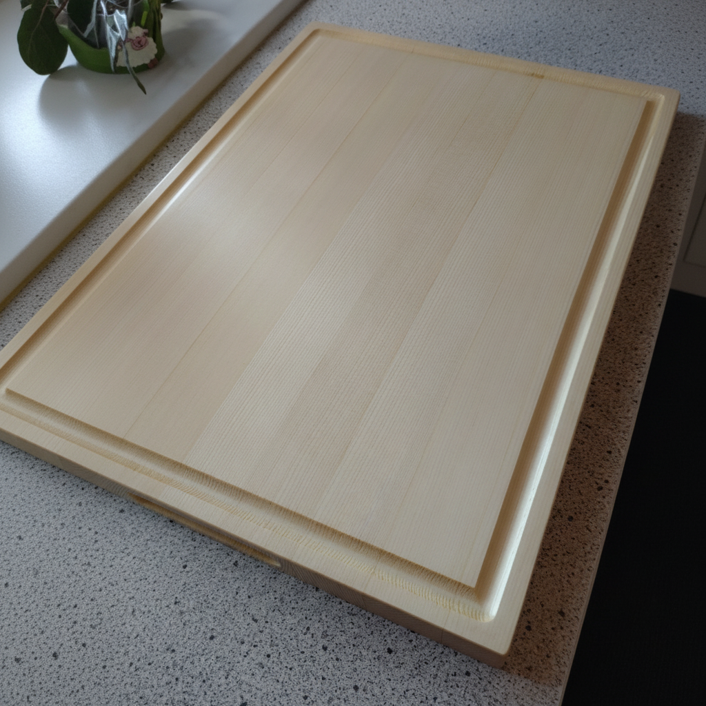 Seitenansicht des 4 cm starken Schneidebretts „Mauritius“ aus Fichte
