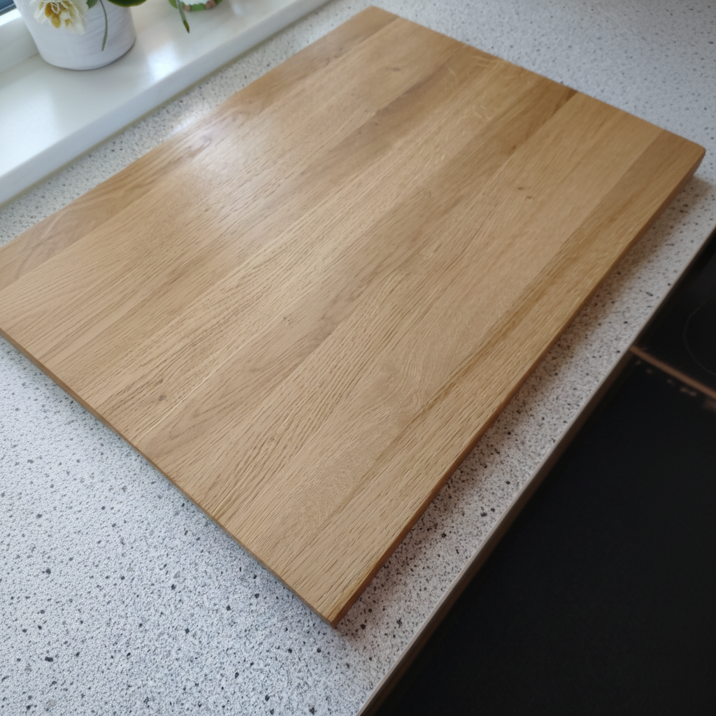 Schneidebrett „Mykonos“ aus Eichenholz, Seitenansicht, robustes Hartholz