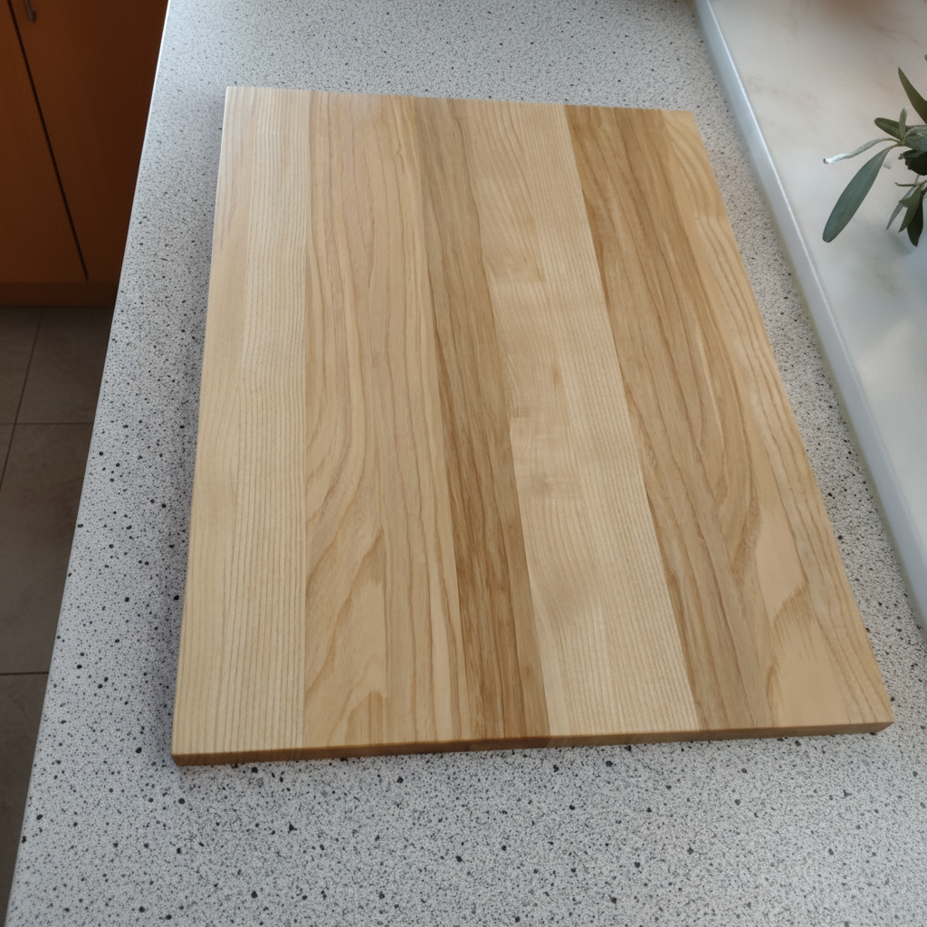 Schneidebrett „Mykonos“ aus Esche beim Schneiden von Speisen in der Küche