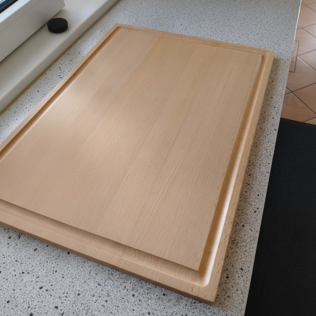Schneidebrett „Santorini“ aus Buchenholz, Seitenansicht, robustes Hartholz