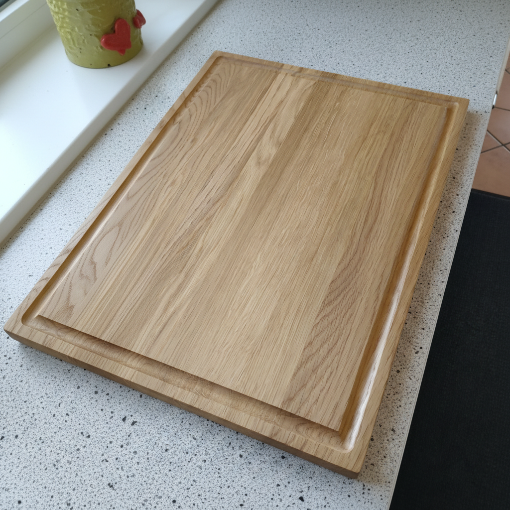 Schneidebrett „Santorini“ aus Eichenholz, Seitenansicht, robustes Hartholz