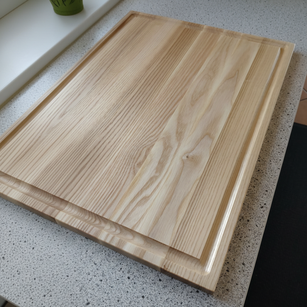 Schneidebrett „Santorini“ aus Eschenholz, Seitenansicht, robustes Hartholz