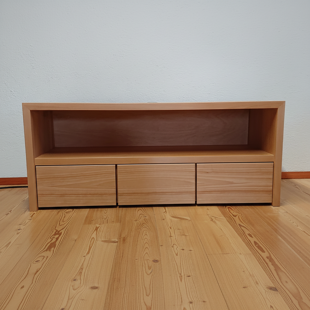 Lowboard „Wien“ aus Buchenholz, Vorderansicht, geölte Oberfläche