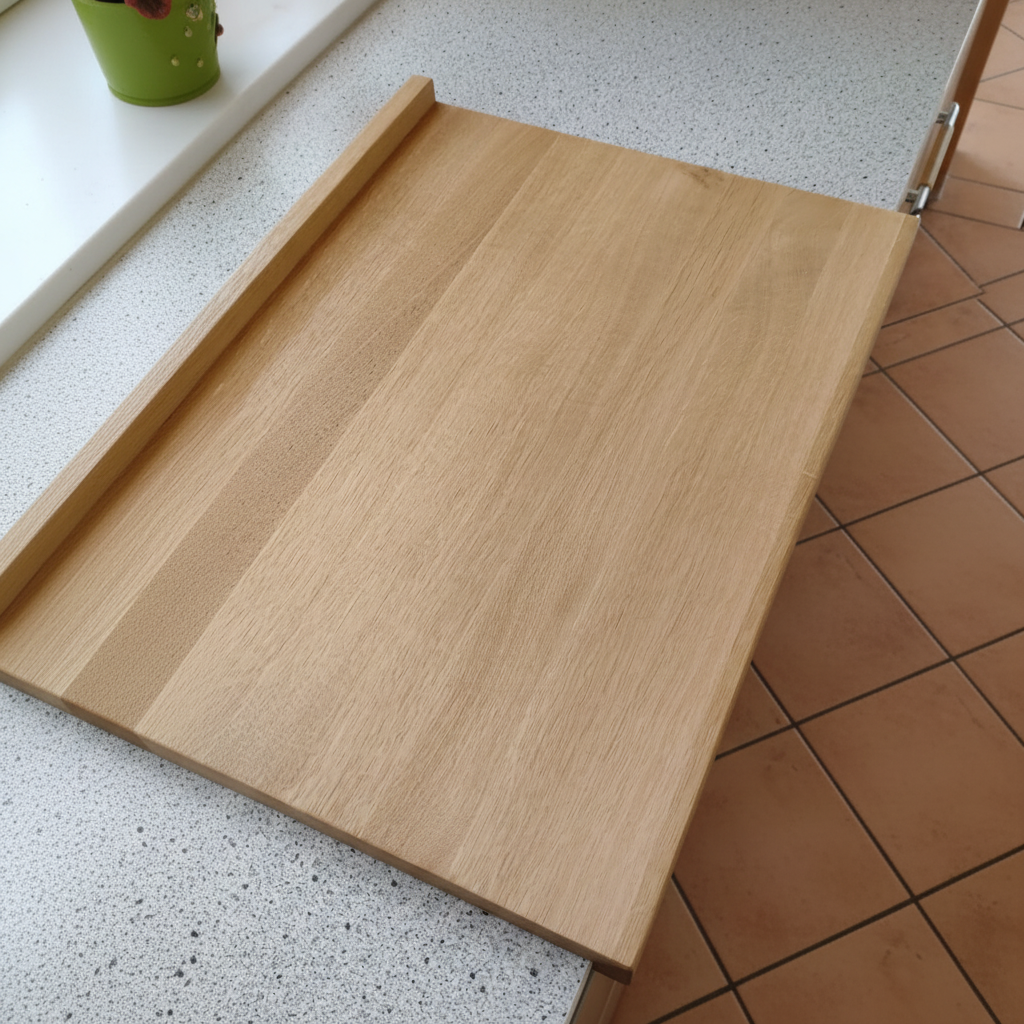 Backbrett „Kreta“ aus Eichenholz, Seitenansicht, robustes Hartholz