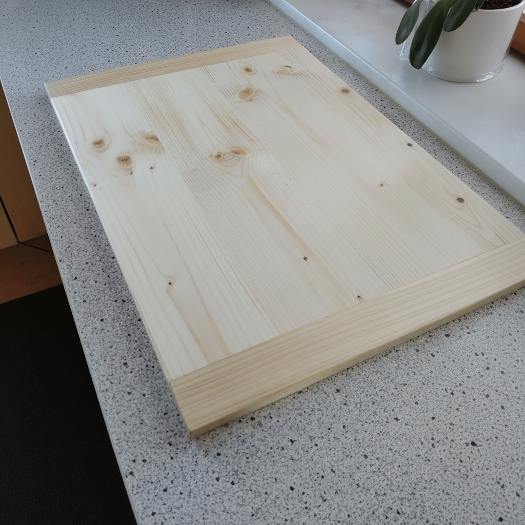 Schneidebrett „Corsica“ aus Fichtenholz beim Schneiden von Gemüse und Anrichten von Speisen