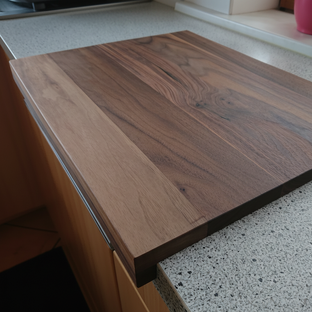 Schneidebrett „Madeira“ aus Nussbaumholz, geölte Oberfläche, Vorderansicht